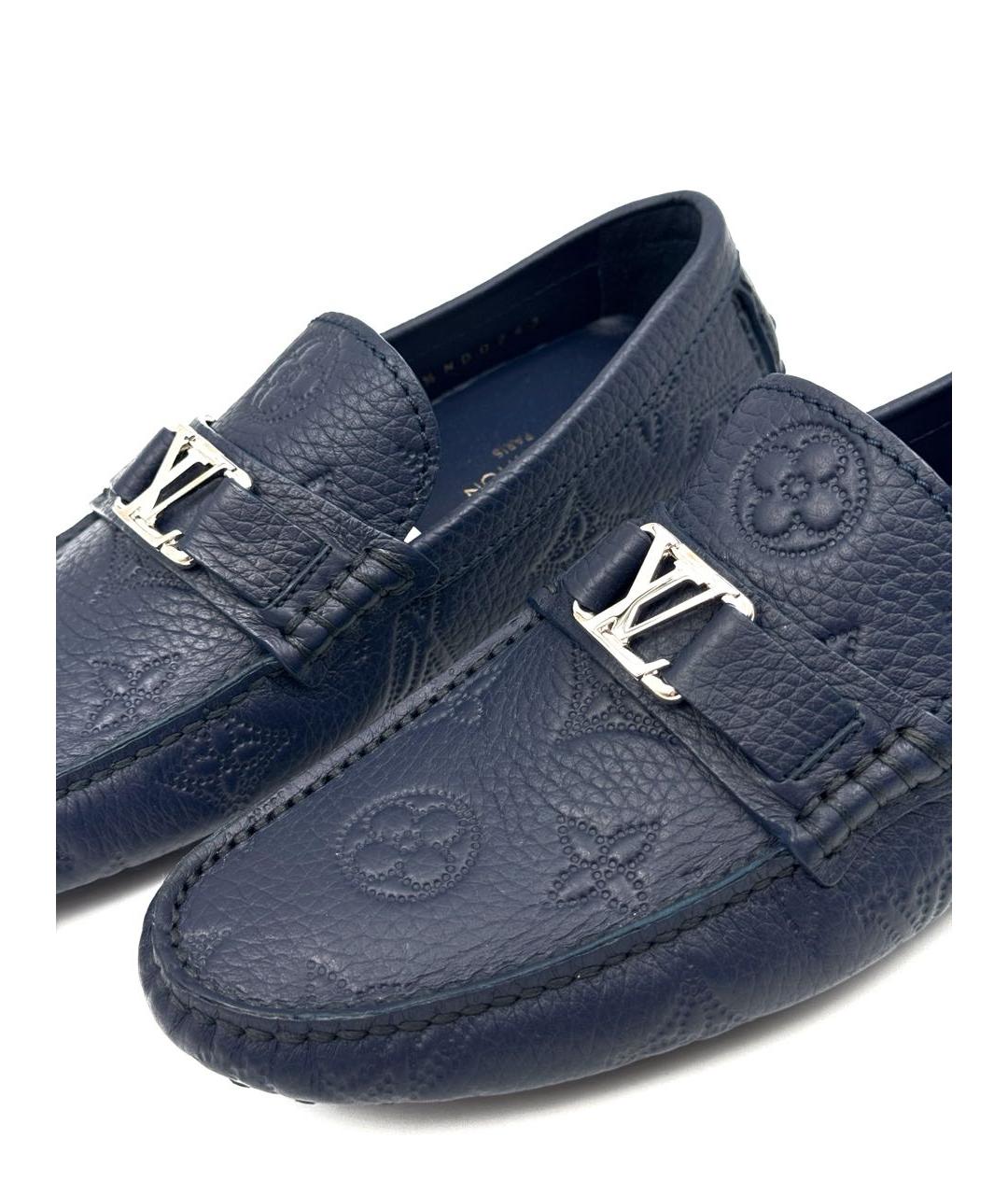 LOUIS VUITTON Синие кожаные мокасины, фото 3