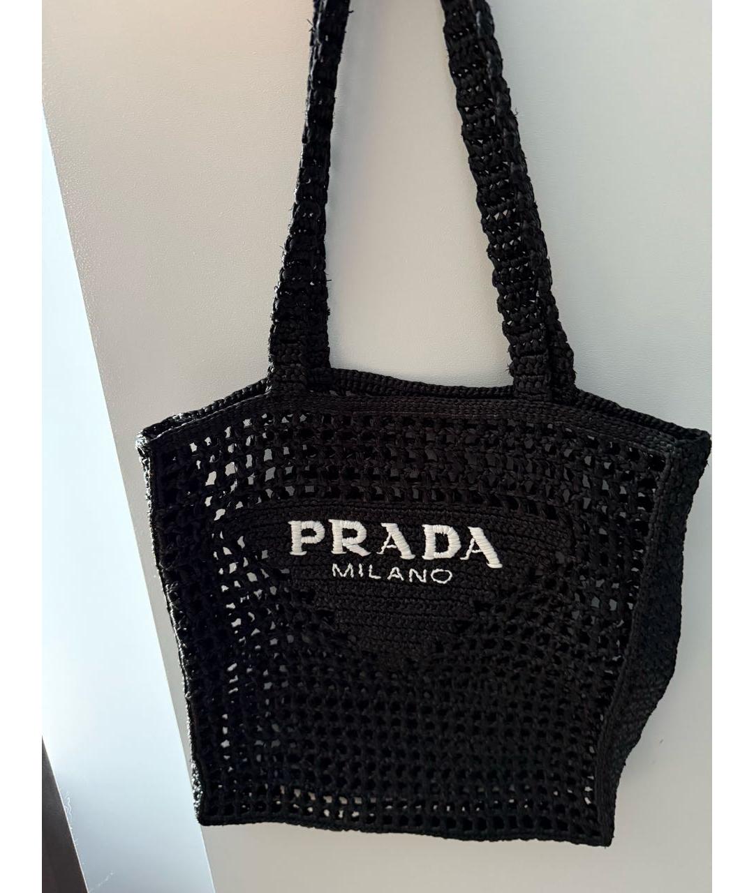 PRADA Черная пелетеная пляжная сумка, фото 4