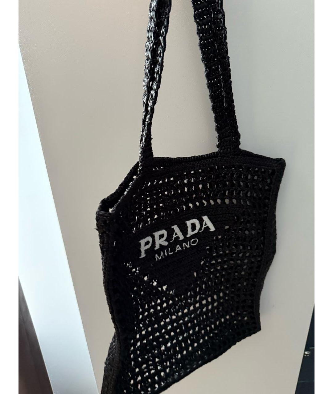 PRADA Черная пелетеная пляжная сумка, фото 2