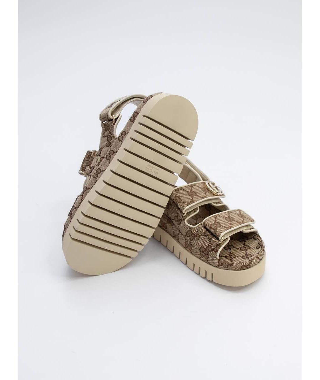 GUCCI Бежевые сандалии, фото 4