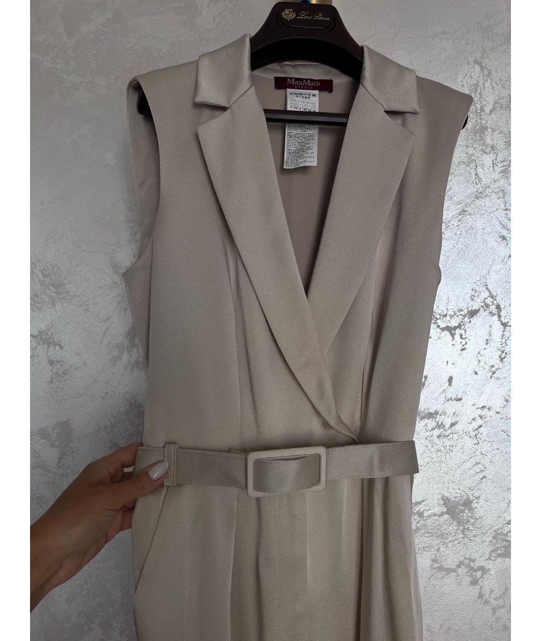 MAX MARA Бежевый вискозный комбинезон, фото 4