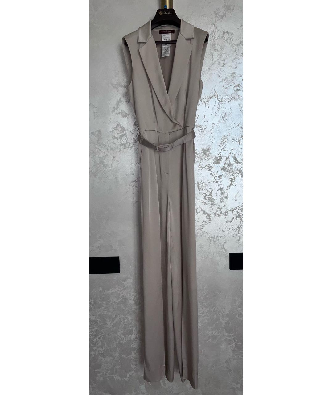 MAX MARA Бежевый вискозный комбинезон, фото 9