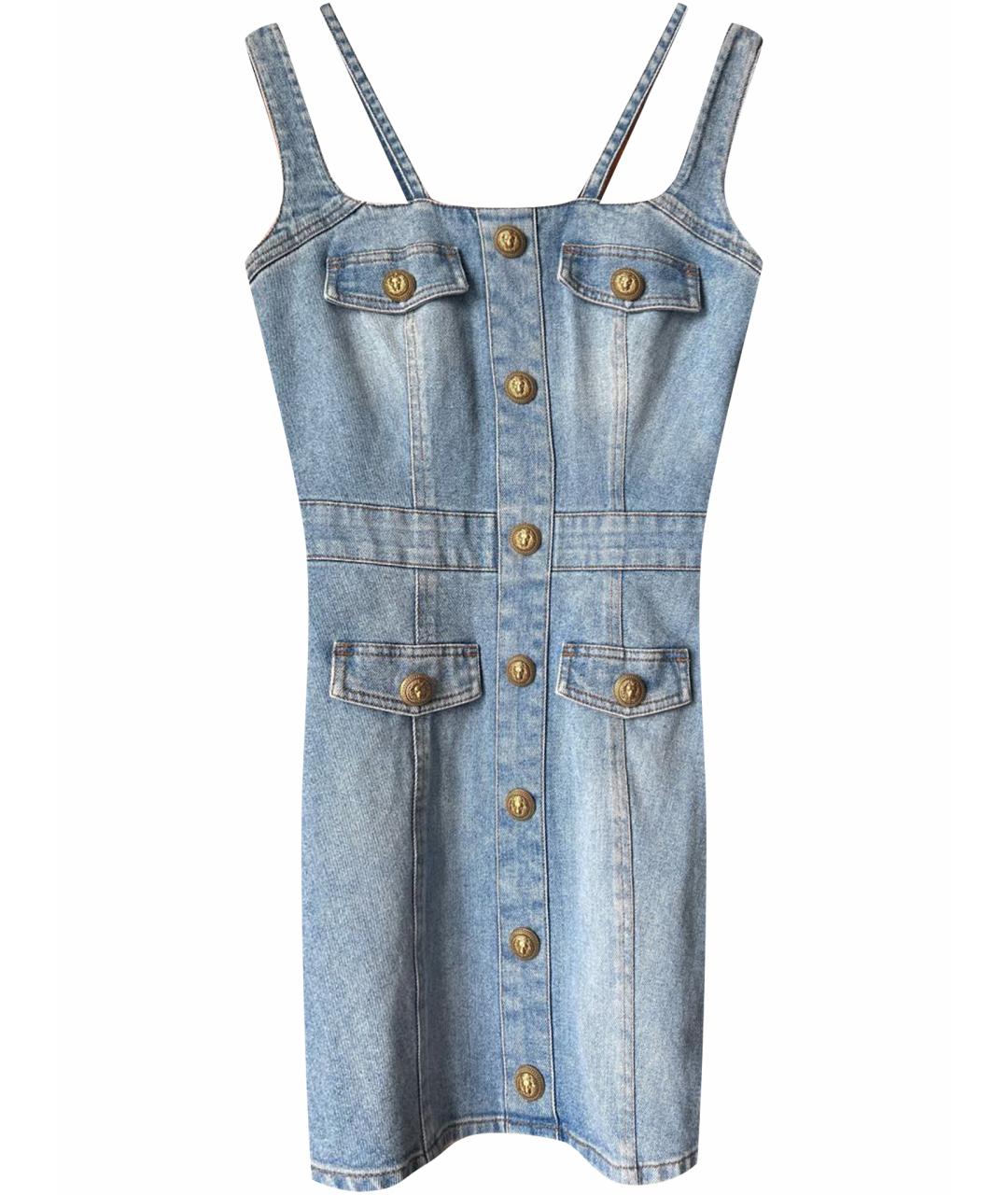 BALMAIN Голубое деним повседневное платье, фото 1