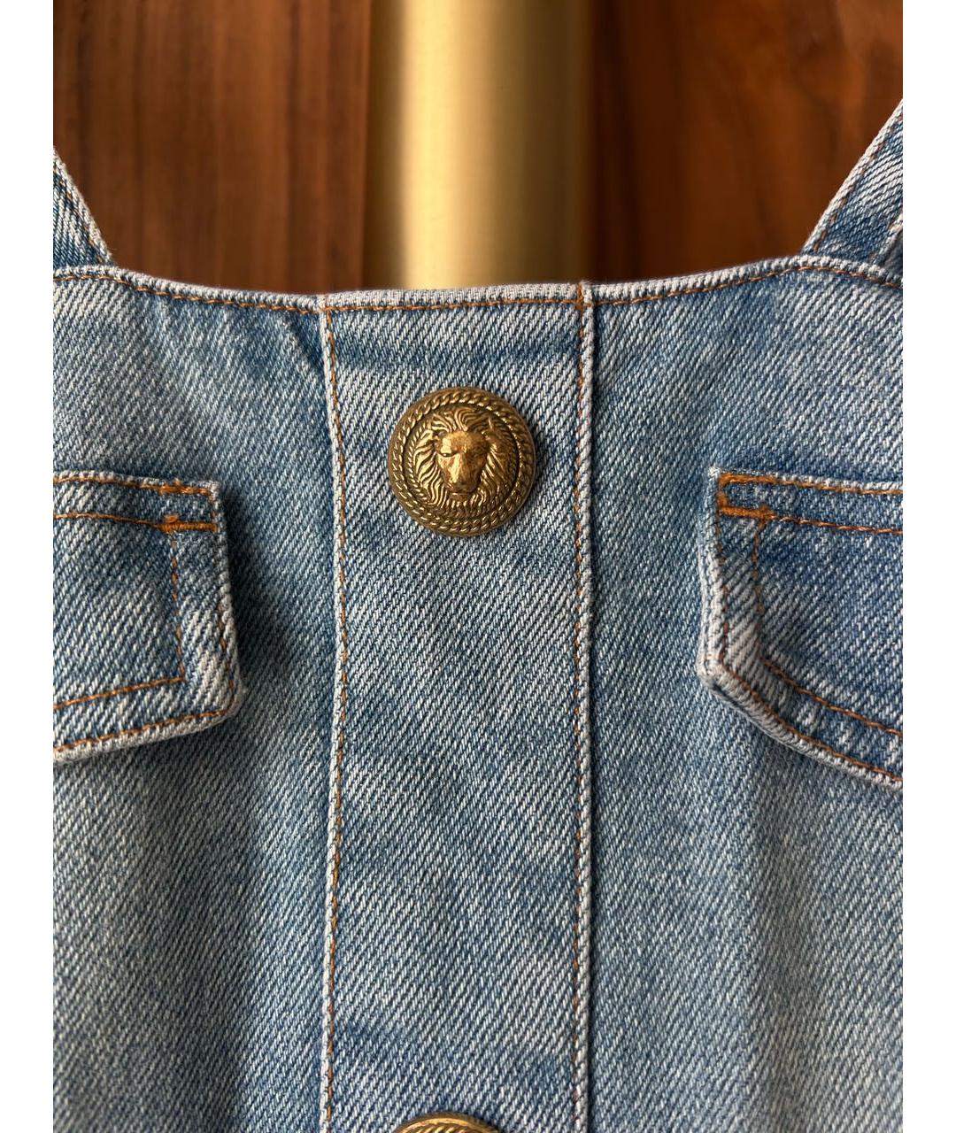 BALMAIN Голубое деним повседневное платье, фото 4