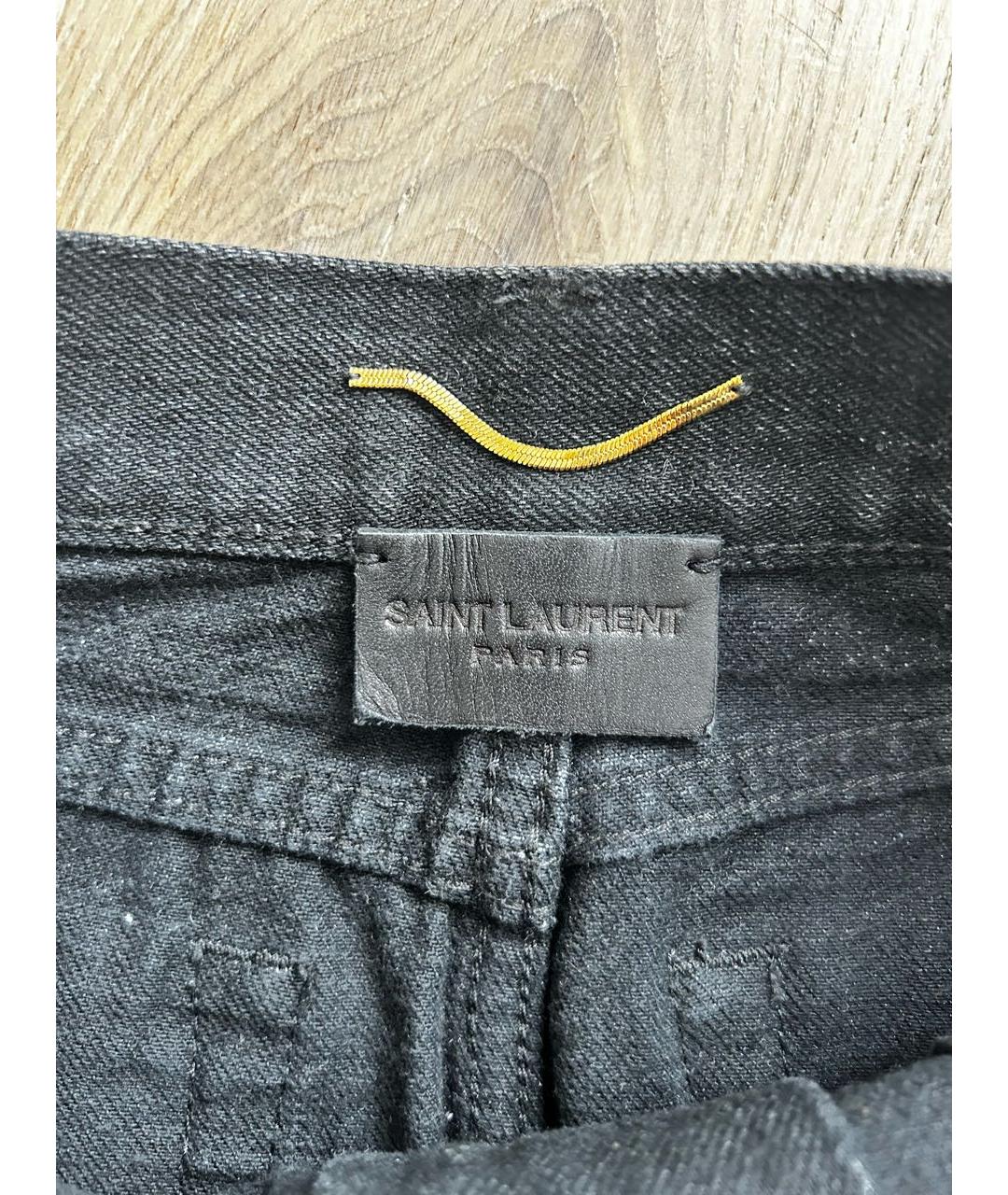 SAINT LAURENT Антрацитовая деним юбка мини, фото 3