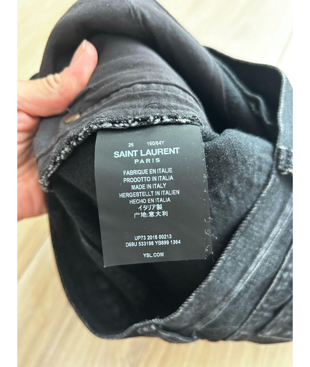 SAINT LAURENT Антрацитовая деним юбка мини, фото 4