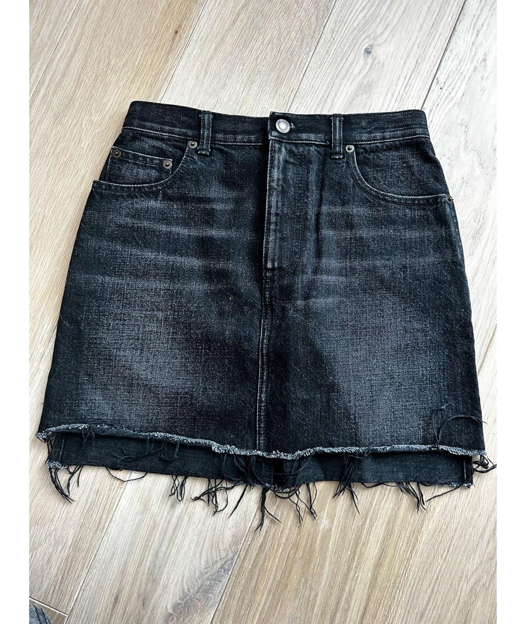 SAINT LAURENT Антрацитовая деним юбка мини, фото 7