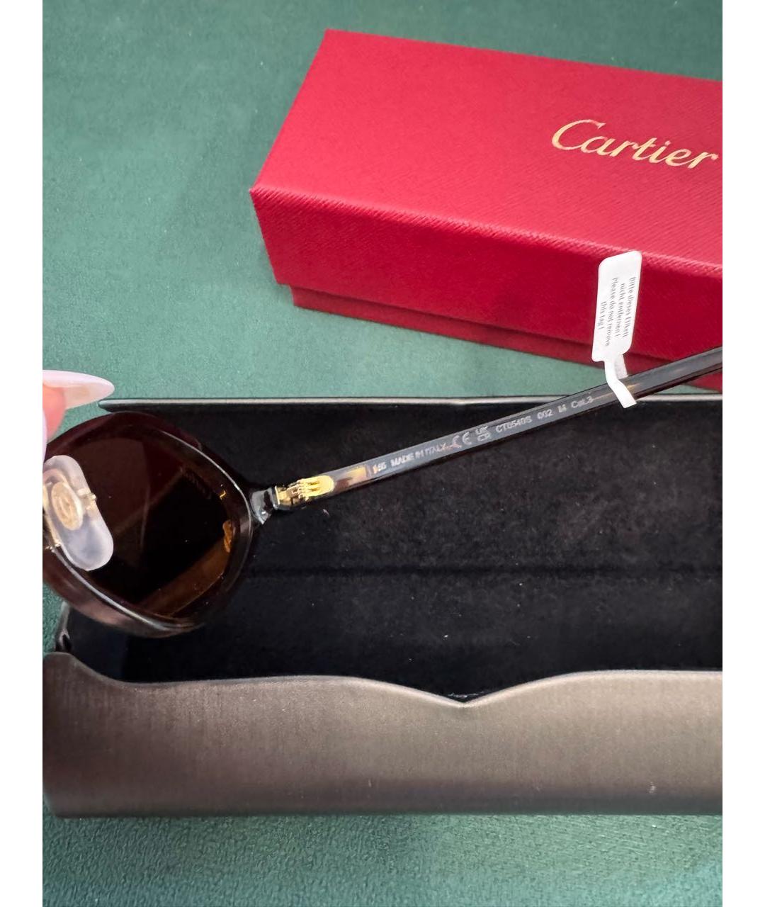 CARTIER Коричневые пластиковые солнцезащитные очки, фото 3