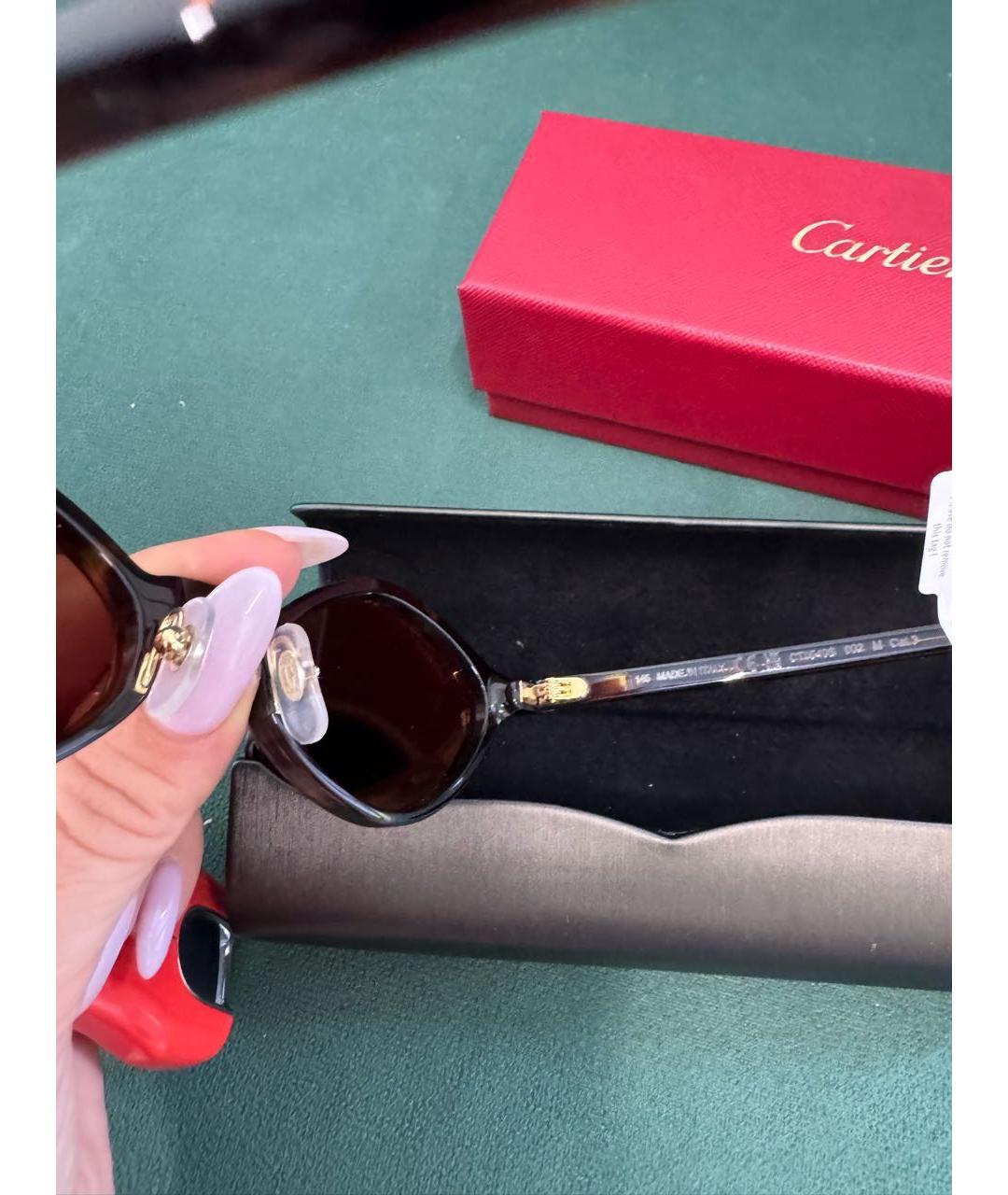 CARTIER Коричневые пластиковые солнцезащитные очки, фото 2