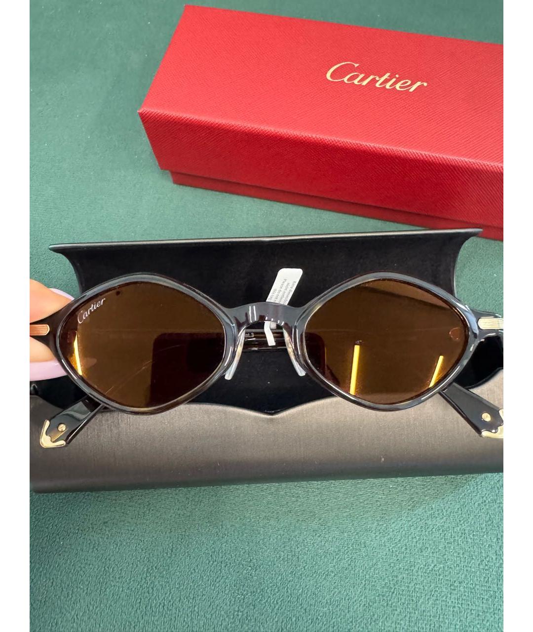 CARTIER Коричневые пластиковые солнцезащитные очки, фото 5