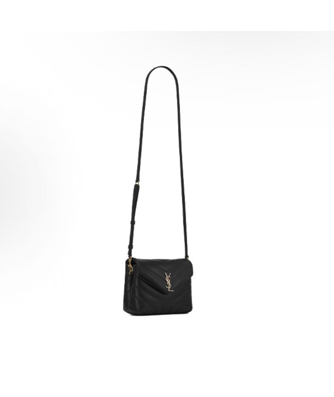 SAINT LAURENT Черная сумка через плечо из лакированной кожи, фото 2