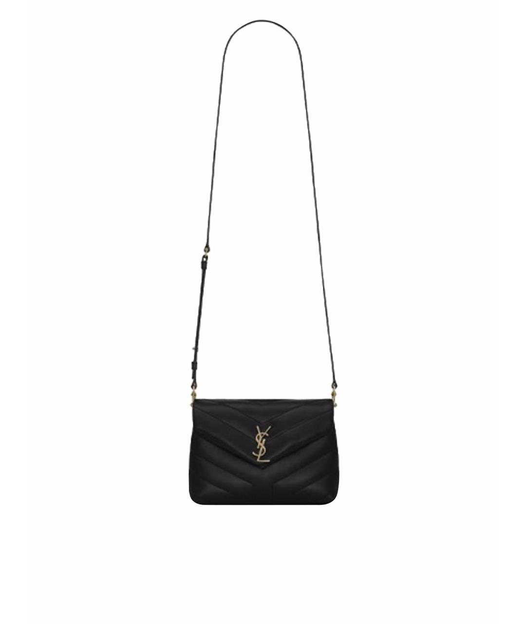 SAINT LAURENT Черная сумка через плечо из лакированной кожи, фото 1