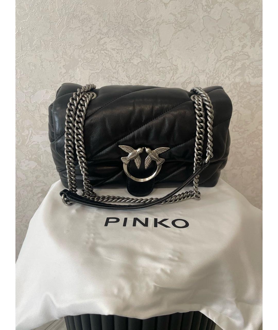 PINKO Черная кожаная сумка через плечо, фото 4
