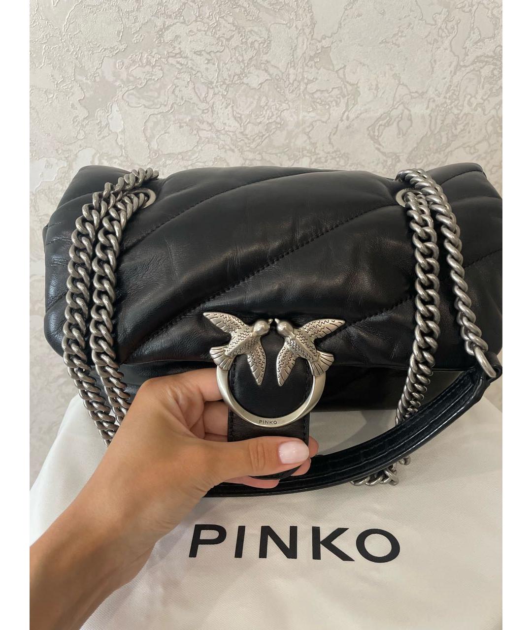 PINKO Черная кожаная сумка через плечо, фото 3