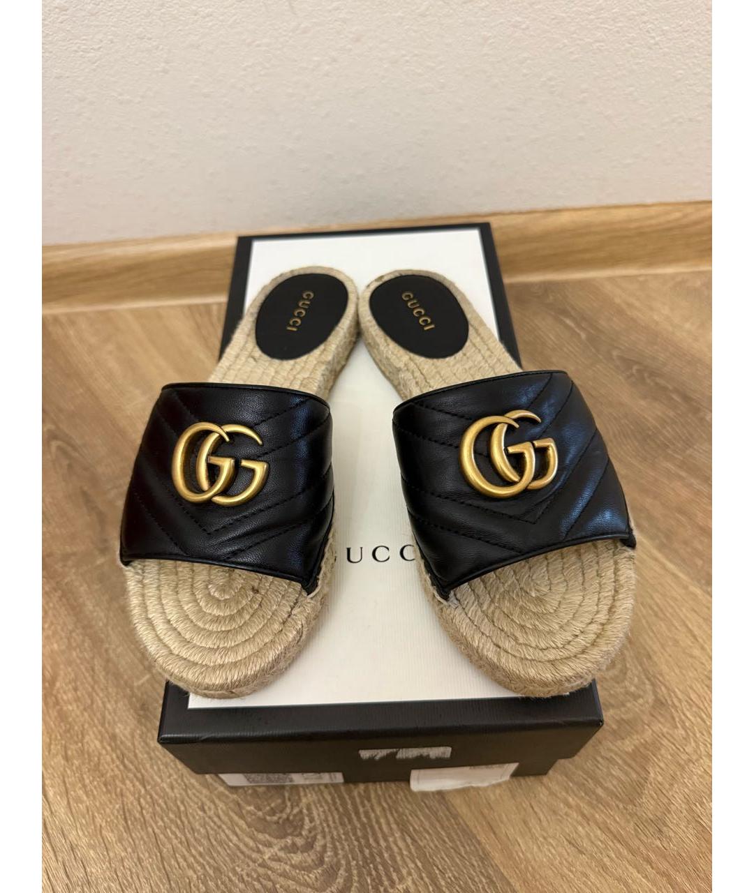 GUCCI Черные кожаные сандалии, фото 2