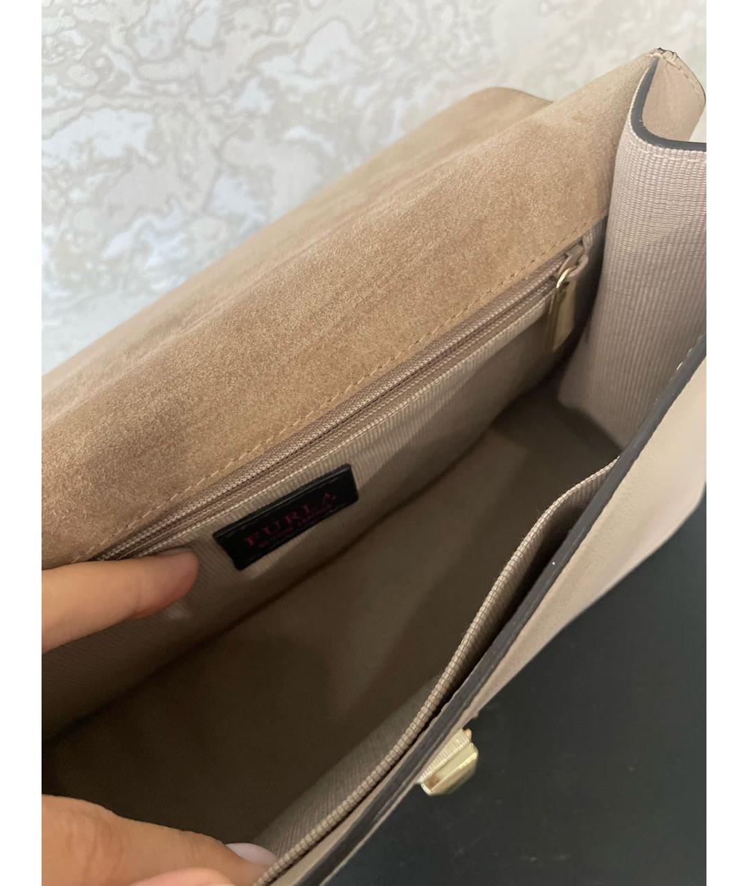 FURLA Бежевая кожаная сумка через плечо, фото 6