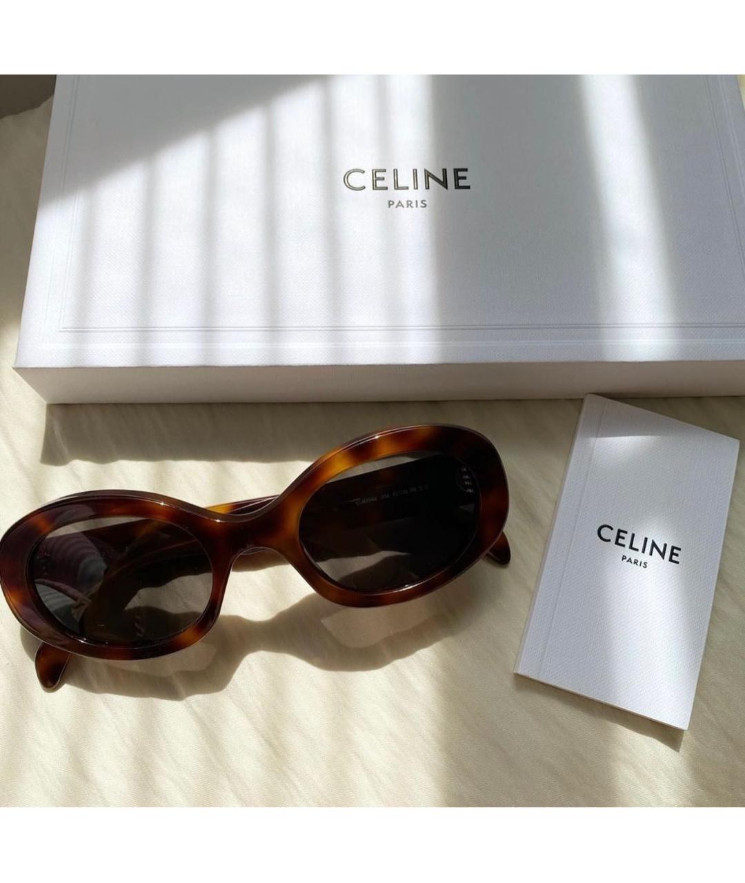CELINE Коричневые пластиковые солнцезащитные очки, фото 2