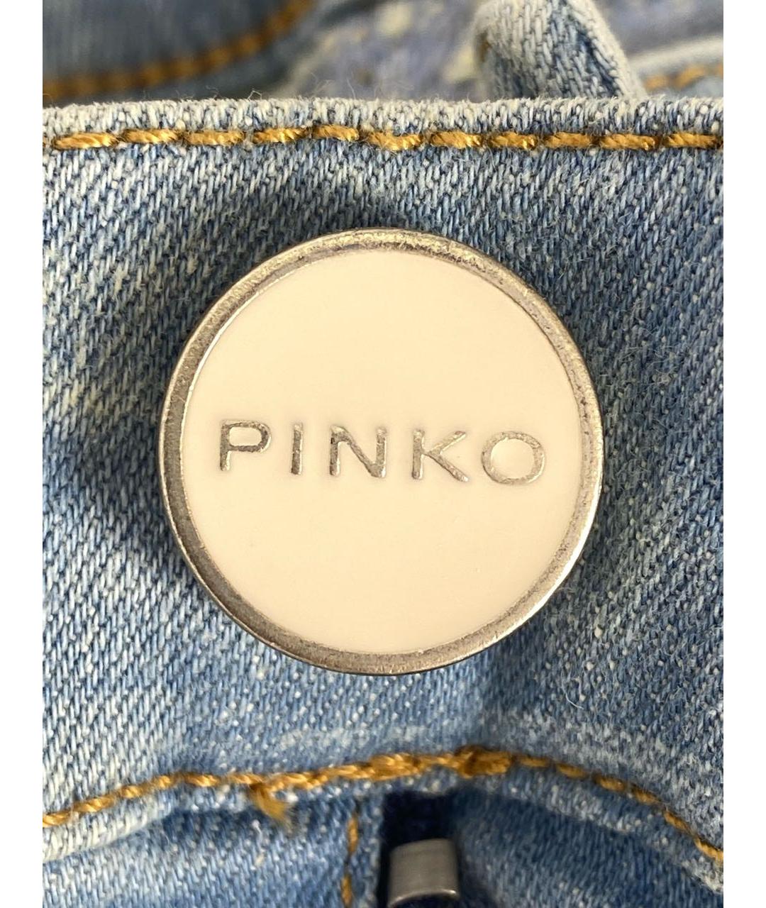 PINKO Голубые хлопко-эластановые джинсы слим, фото 7