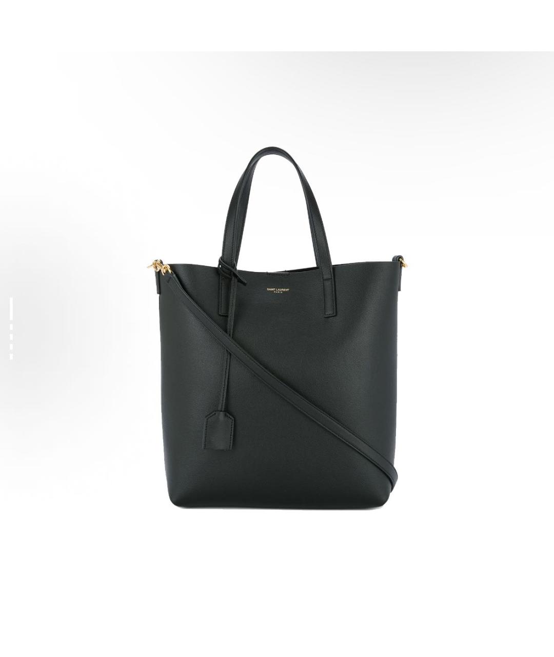 SAINT LAURENT Черная кожаная сумка тоут, фото 7