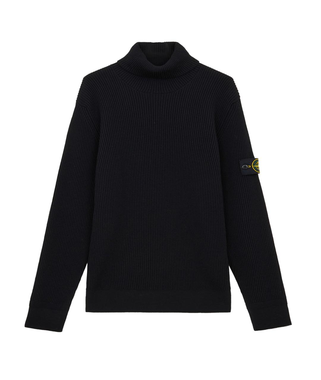 STONE ISLAND Черная шерстяная водолазка, фото 1