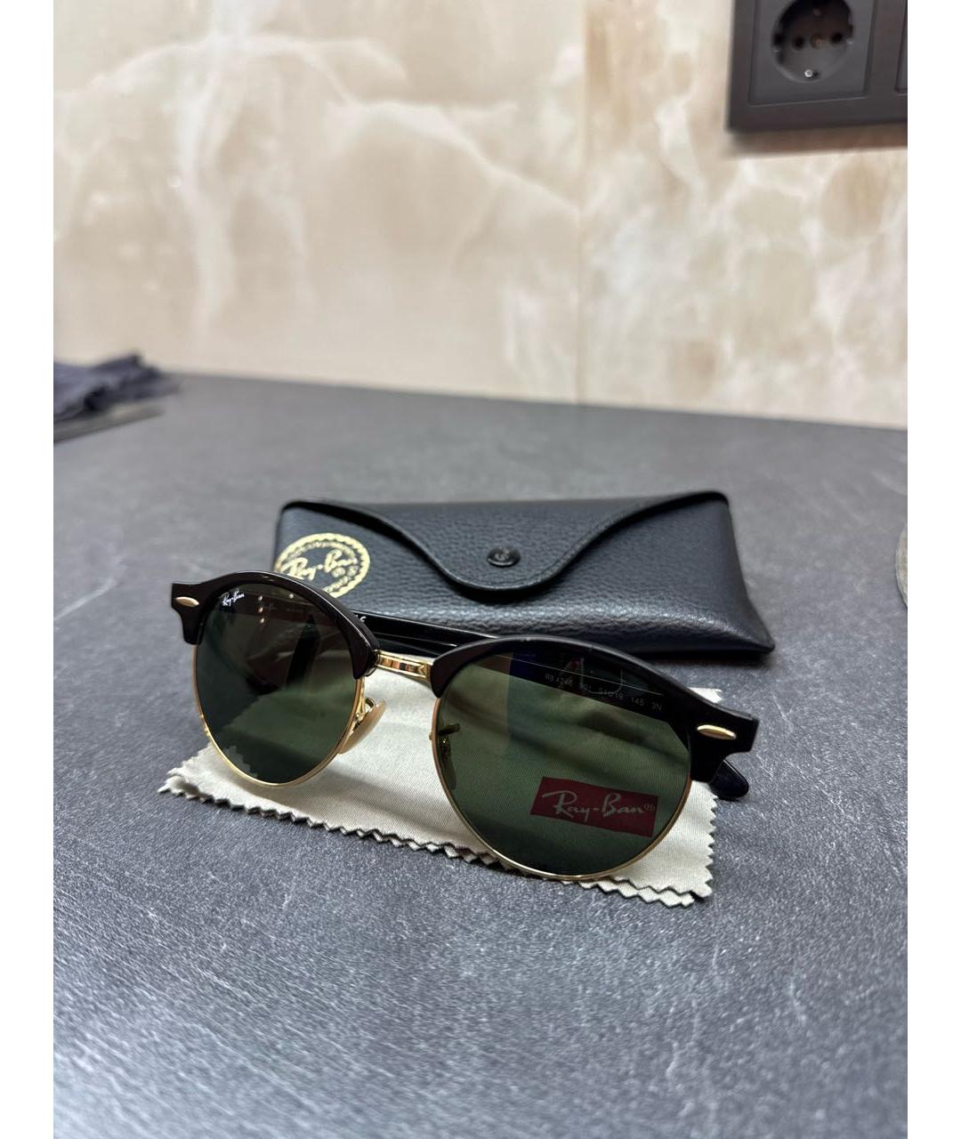 RAY BAN Черные металлические солнцезащитные очки, фото 4