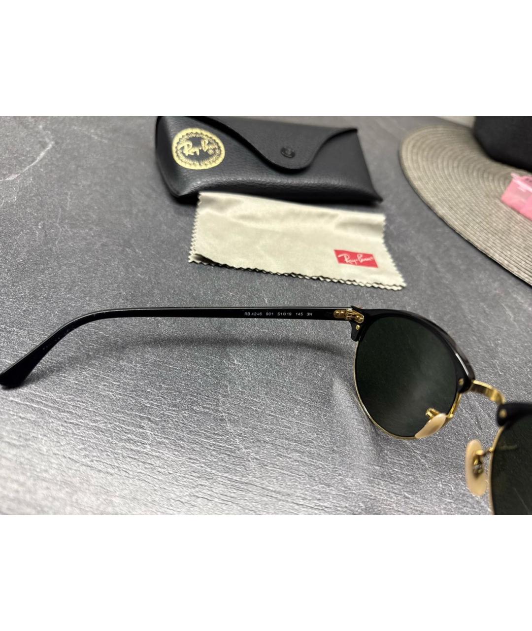 RAY BAN Черные металлические солнцезащитные очки, фото 5