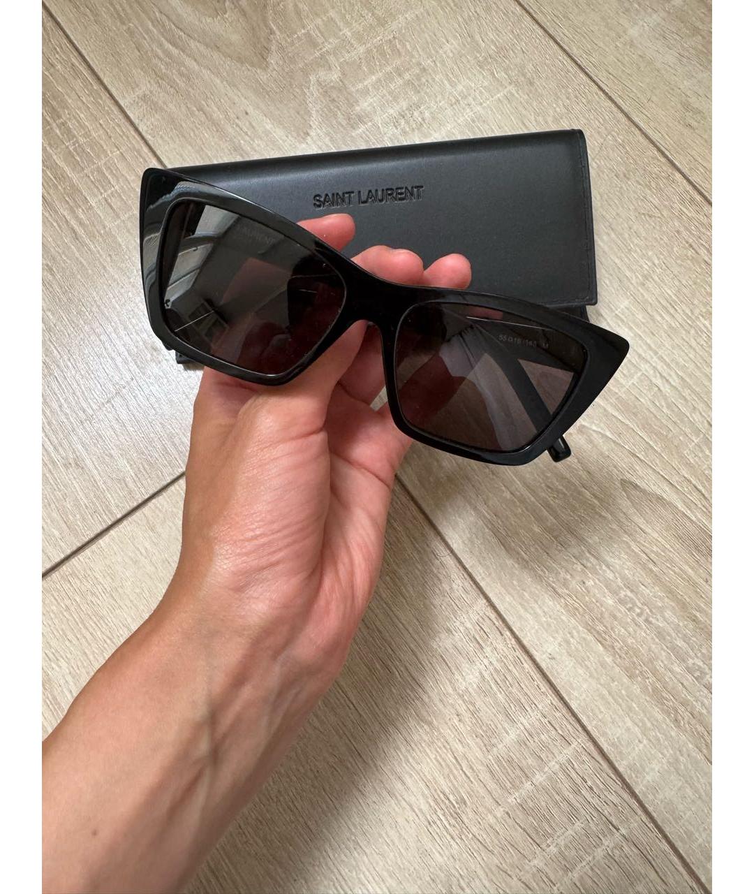 SAINT LAURENT Черные пластиковые солнцезащитные очки, фото 7