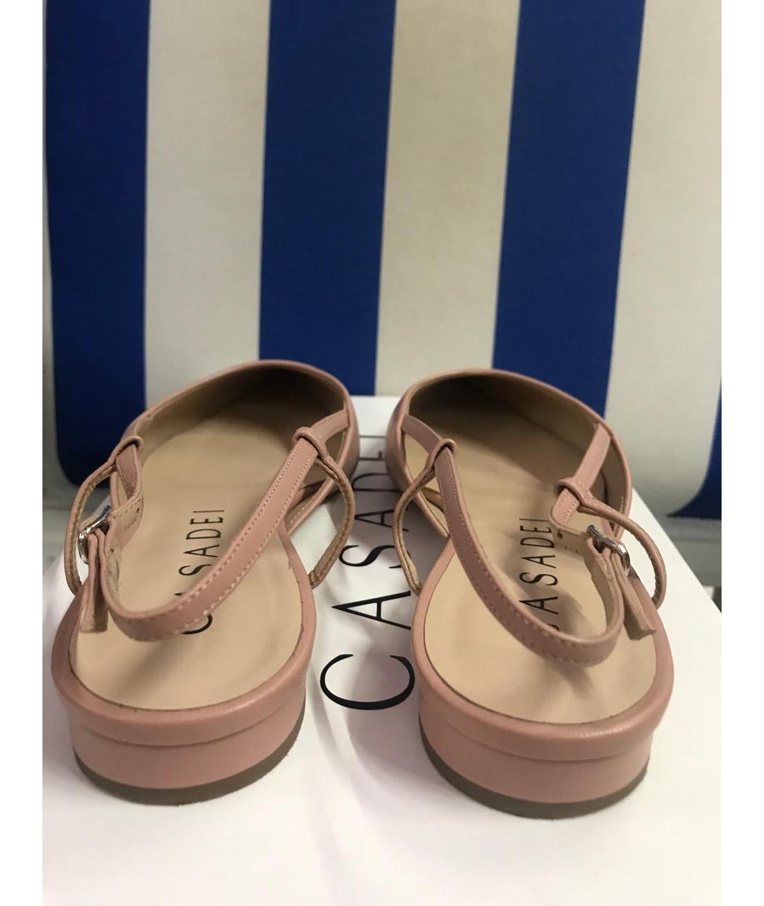 CASADEI Бежевые кожаные лодочки на низком каблуке, фото 4