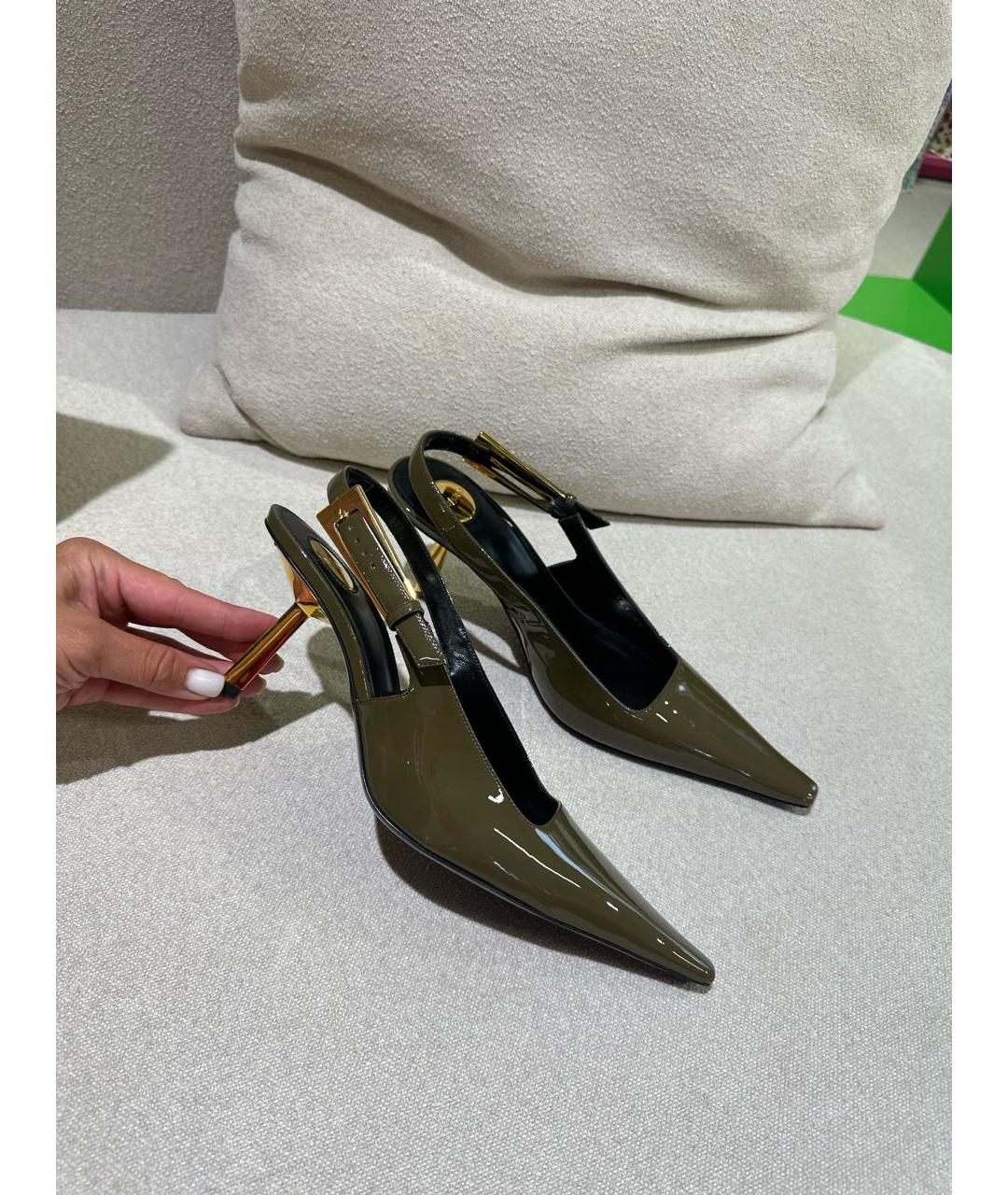 SAINT LAURENT Зеленые туфли из лакированной кожи, фото 2