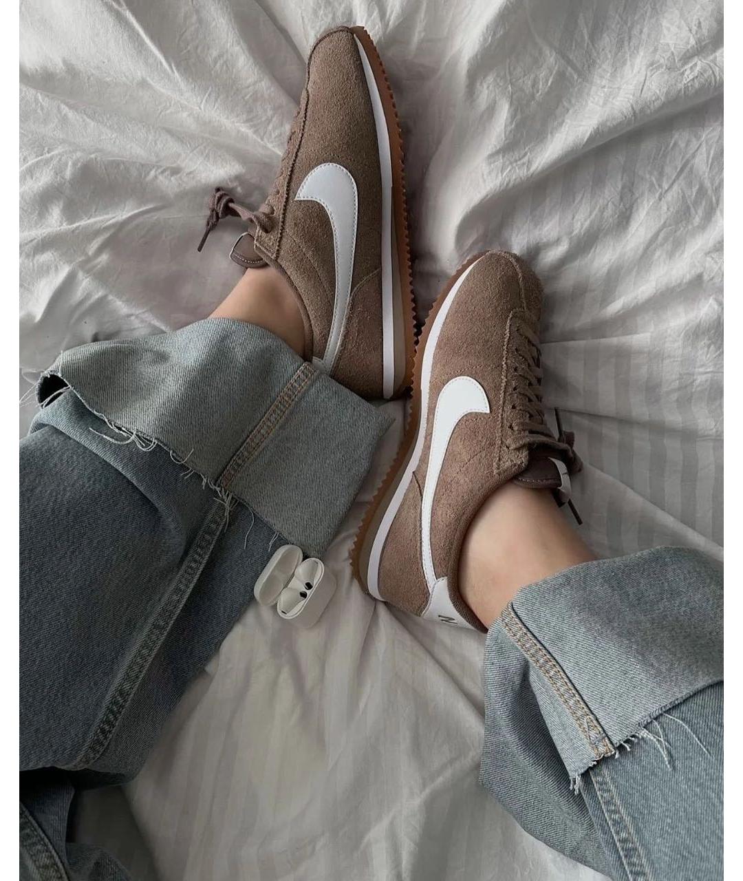 NIKE Коричневые замшевые низкие кроссовки / кеды, фото 5