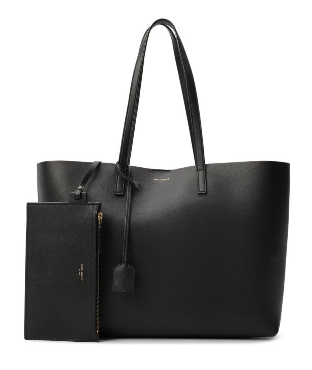 SAINT LAURENT Черная кожаная сумка тоут, фото 5