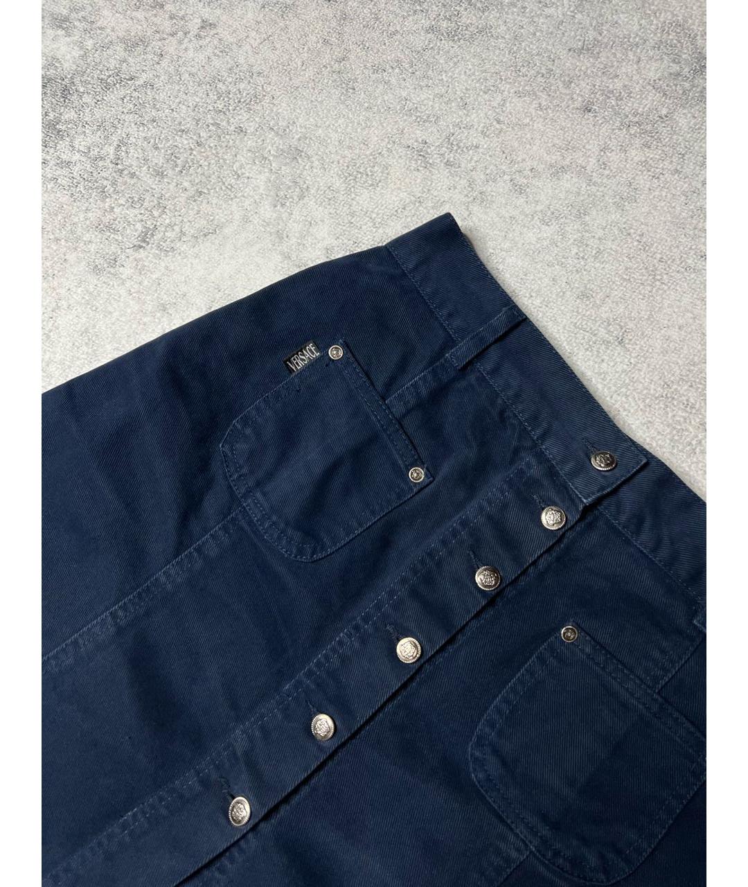 VERSACE JEANS COUTURE Темно-синяя хлопковая юбка миди, фото 5