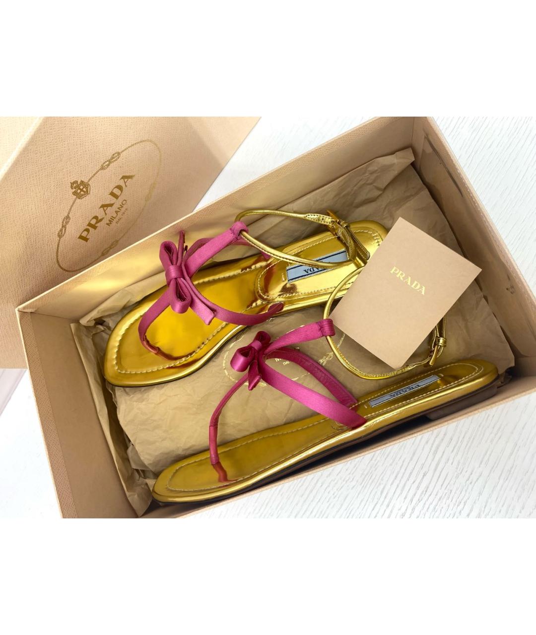 PRADA Розовые кожаные босоножки, фото 5