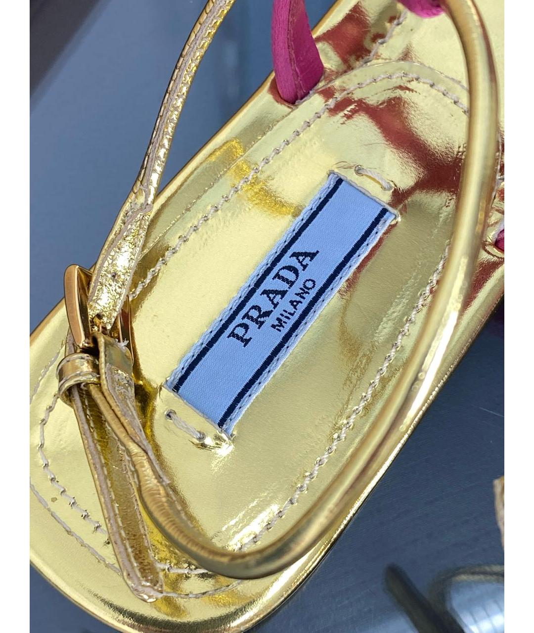 PRADA Розовые кожаные босоножки, фото 7