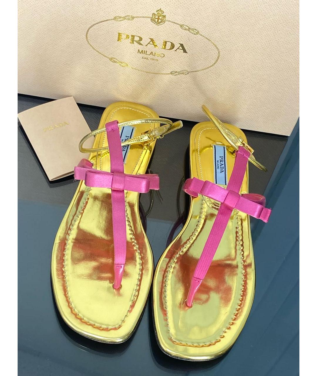 PRADA Розовые кожаные босоножки, фото 8