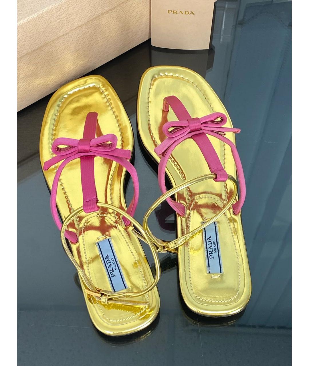 PRADA Розовые кожаные босоножки, фото 3