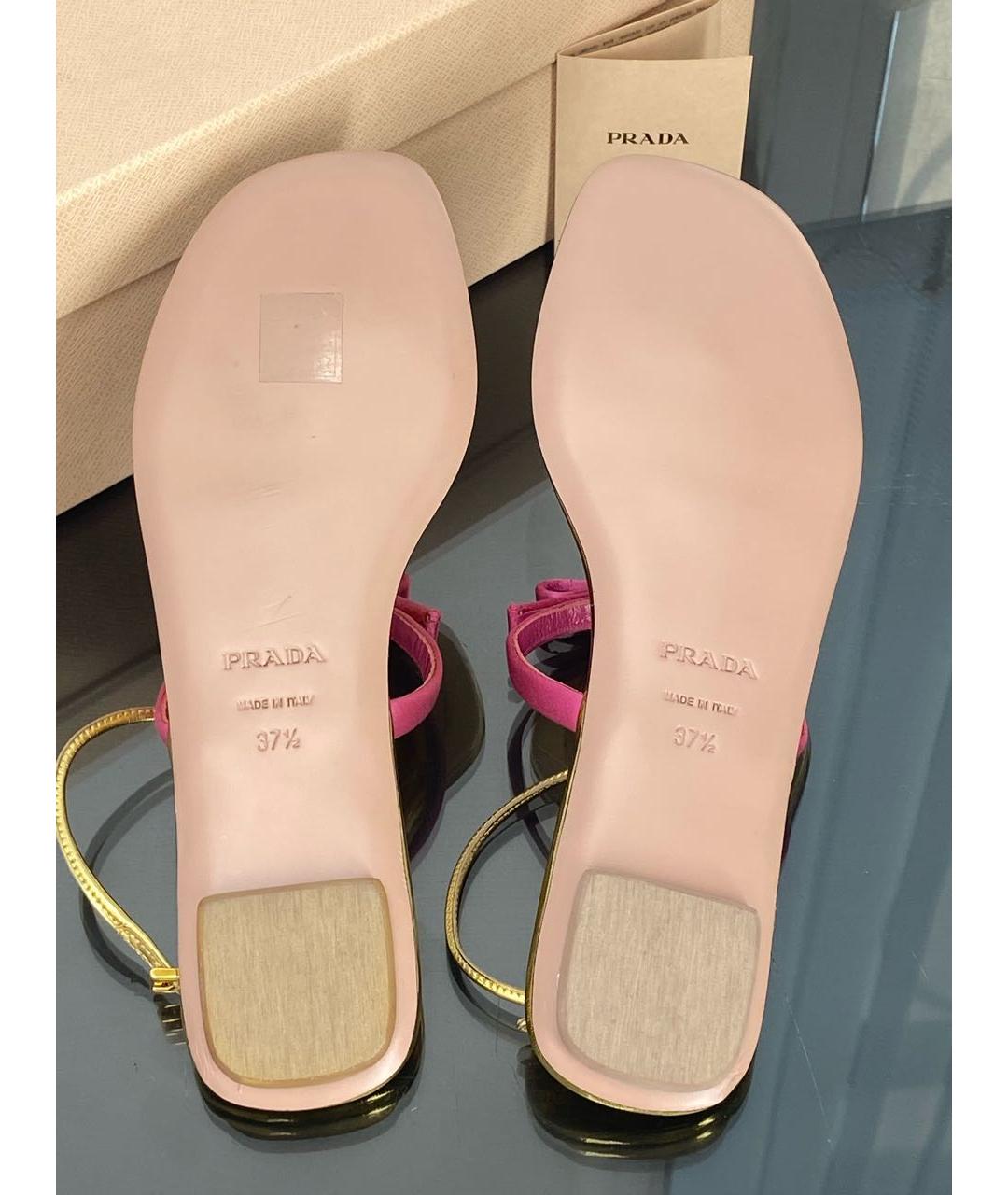 PRADA Розовые кожаные босоножки, фото 4