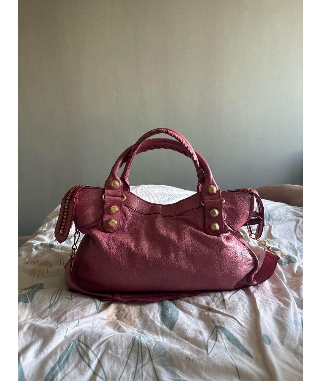 BALENCIAGA Розовая кожаная сумка с короткими ручками, фото 3