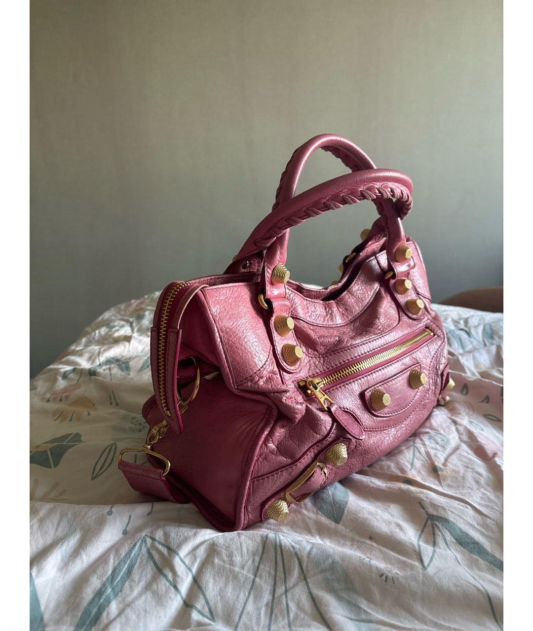 BALENCIAGA Розовая кожаная сумка с короткими ручками, фото 2