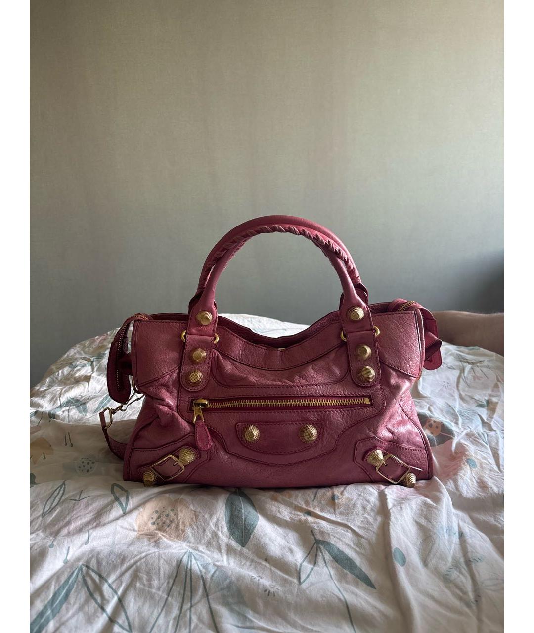BALENCIAGA Розовая кожаная сумка с короткими ручками, фото 9