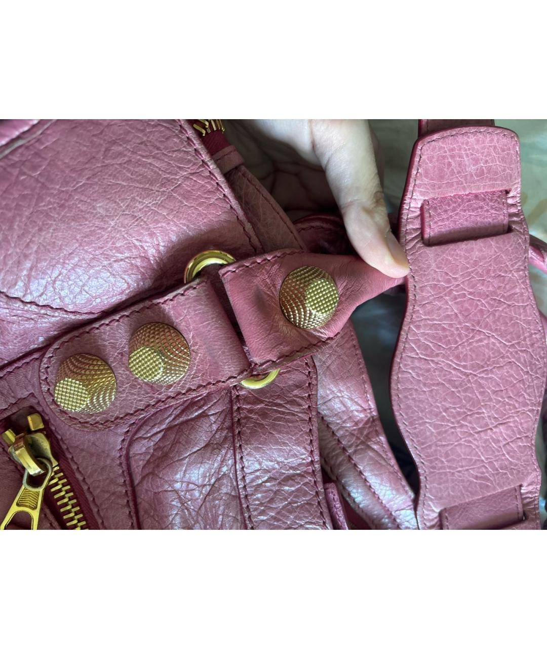 BALENCIAGA Розовая кожаная сумка с короткими ручками, фото 8