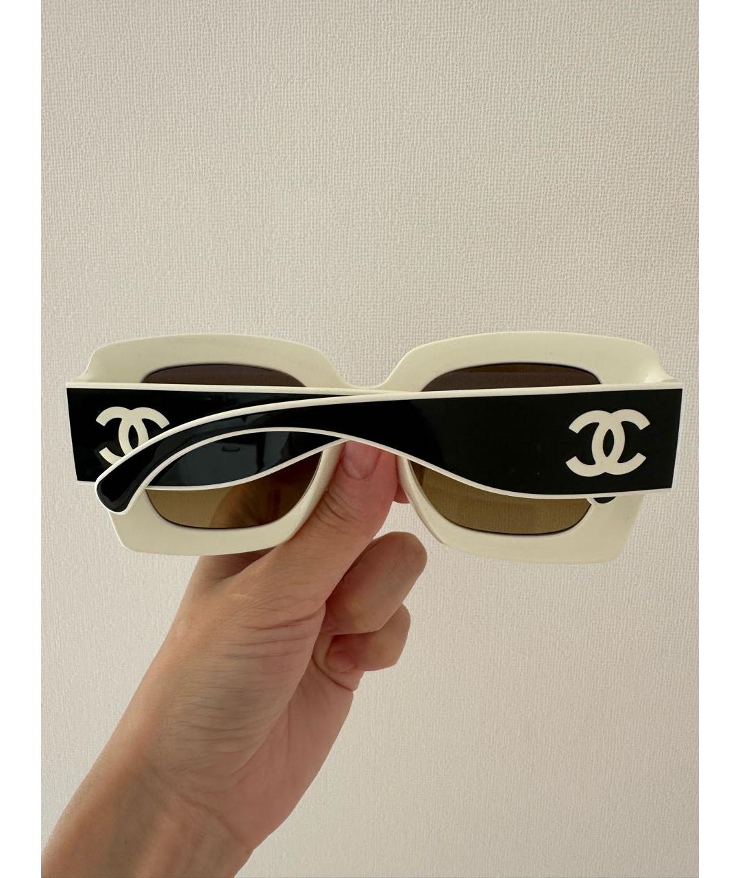 CHANEL Белые пластиковые солнцезащитные очки, фото 5