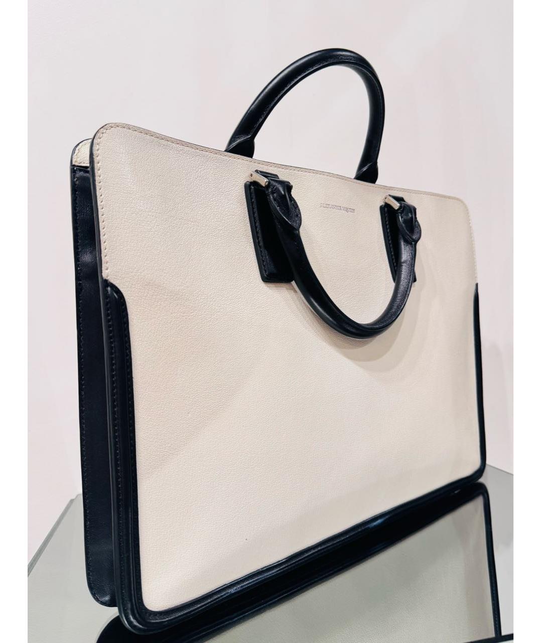 ALEXANDER MCQUEEN Белый кожаный портфель, фото 3