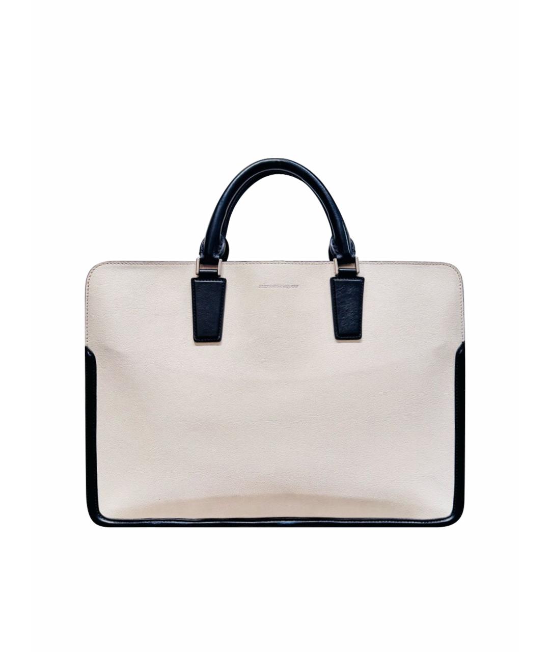 ALEXANDER MCQUEEN Белый кожаный портфель, фото 1