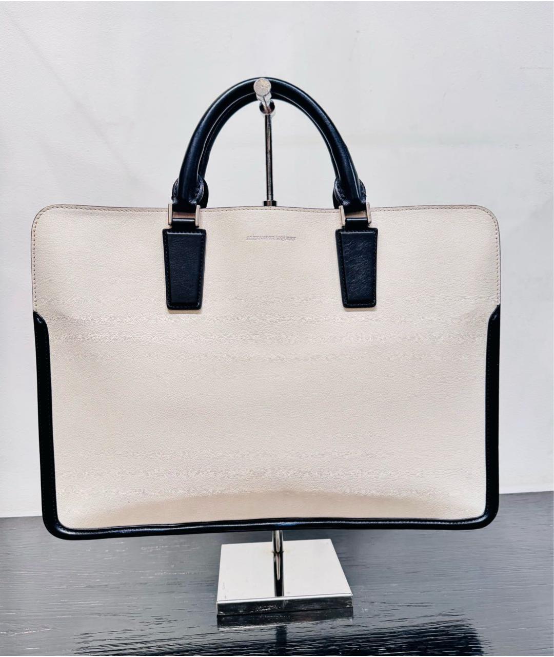 ALEXANDER MCQUEEN Белый кожаный портфель, фото 9