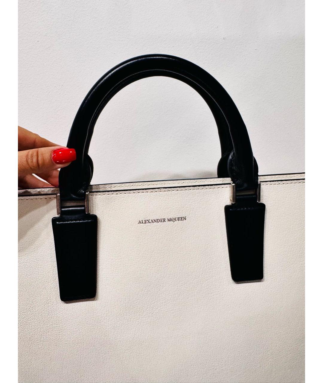 ALEXANDER MCQUEEN Белый кожаный портфель, фото 2