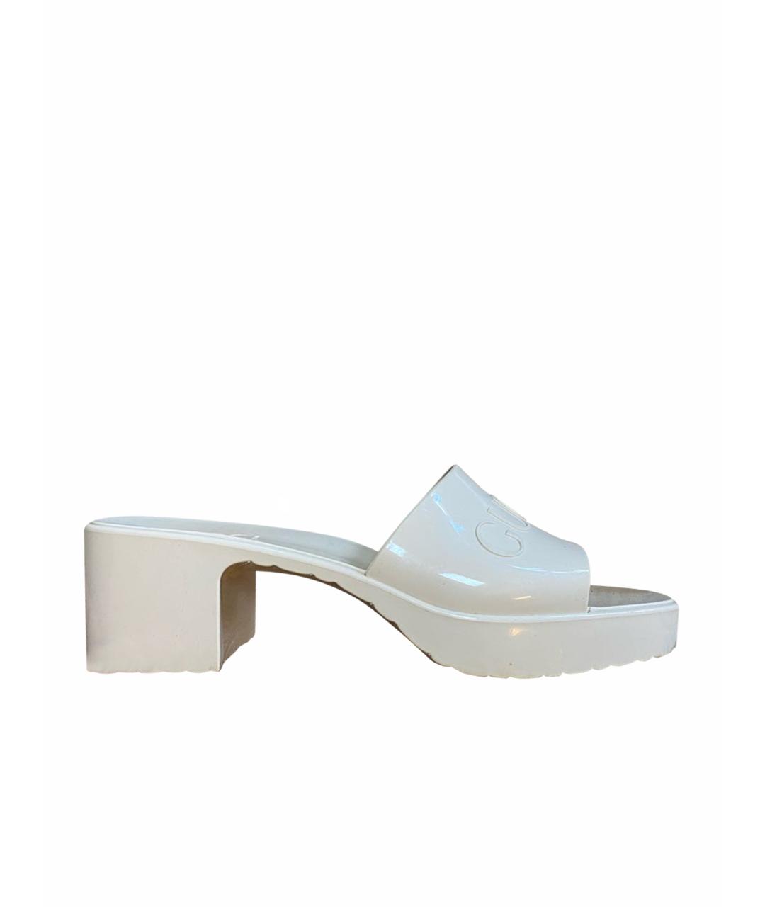 GUCCI Белые резиновые мюли, фото 1