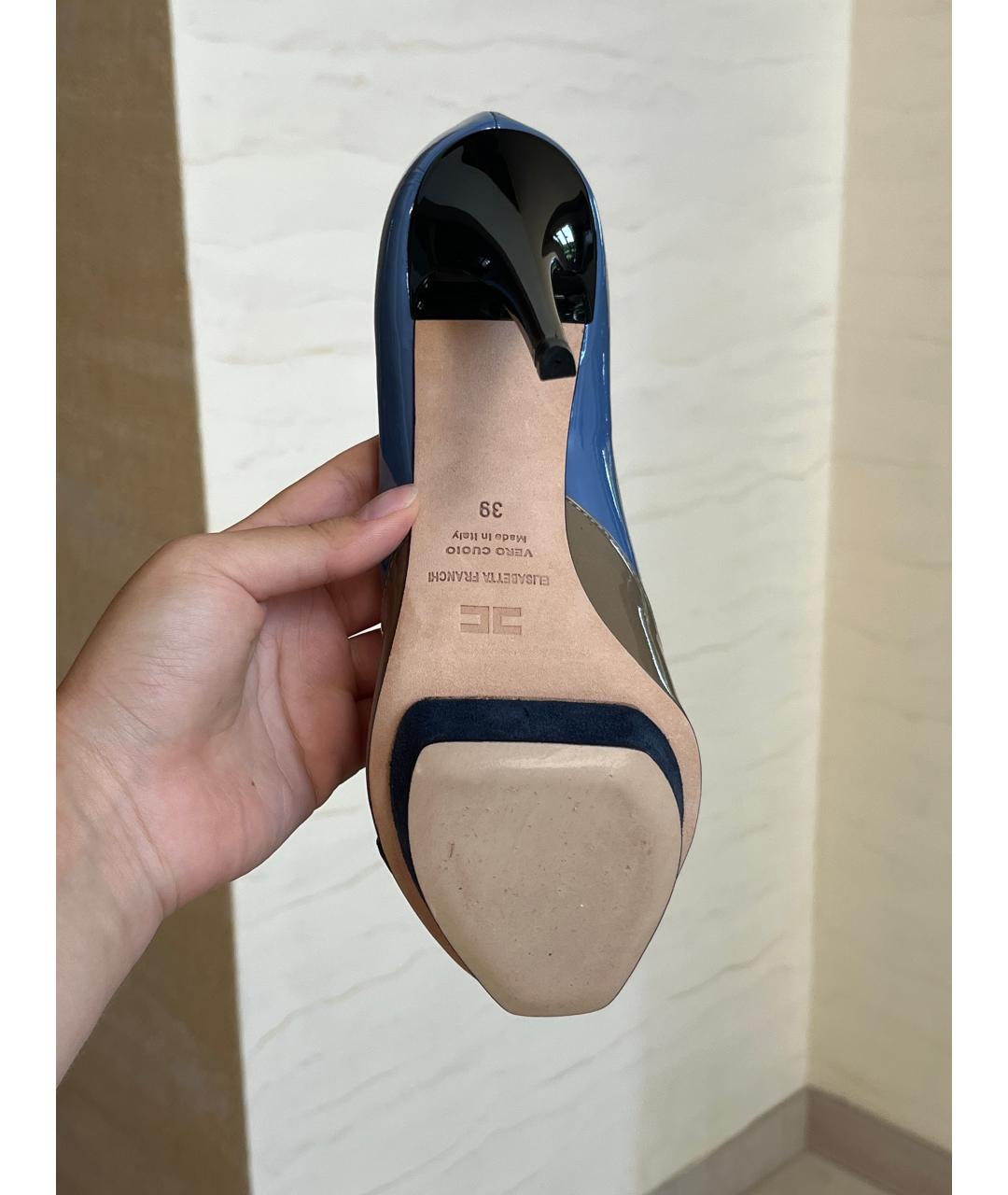 ELISABETTA FRANCHI Голубые туфли из лакированной кожи, фото 5