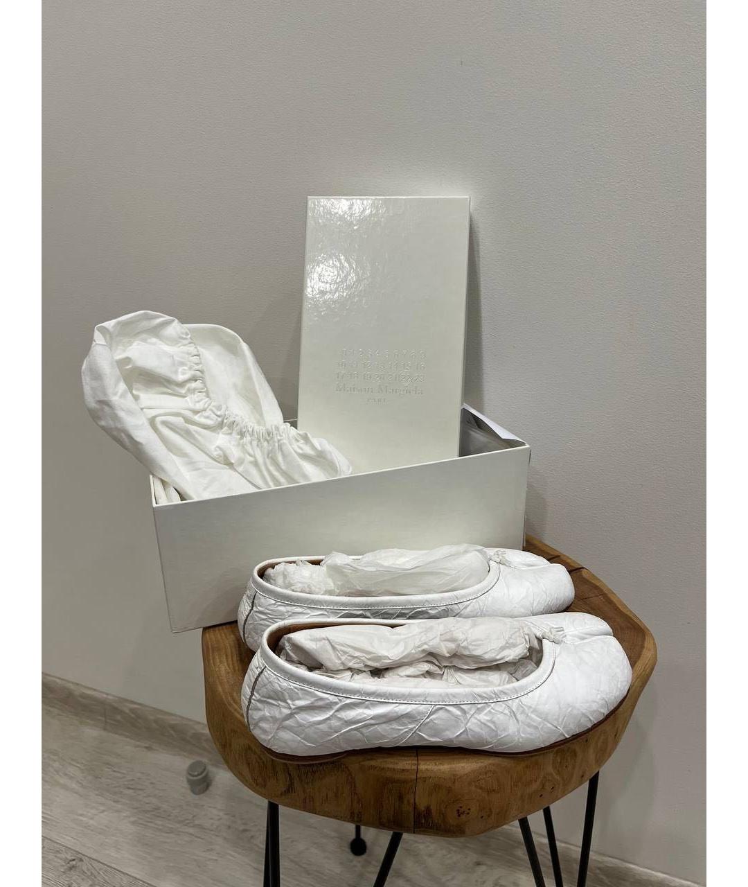 MAISON MARGIELA Белые кожаные балетки, фото 6