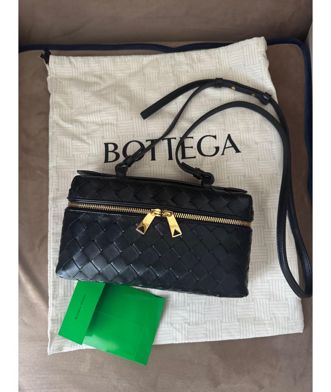 BOTTEGA VENETA Черная кожаная сумка через плечо, фото 7